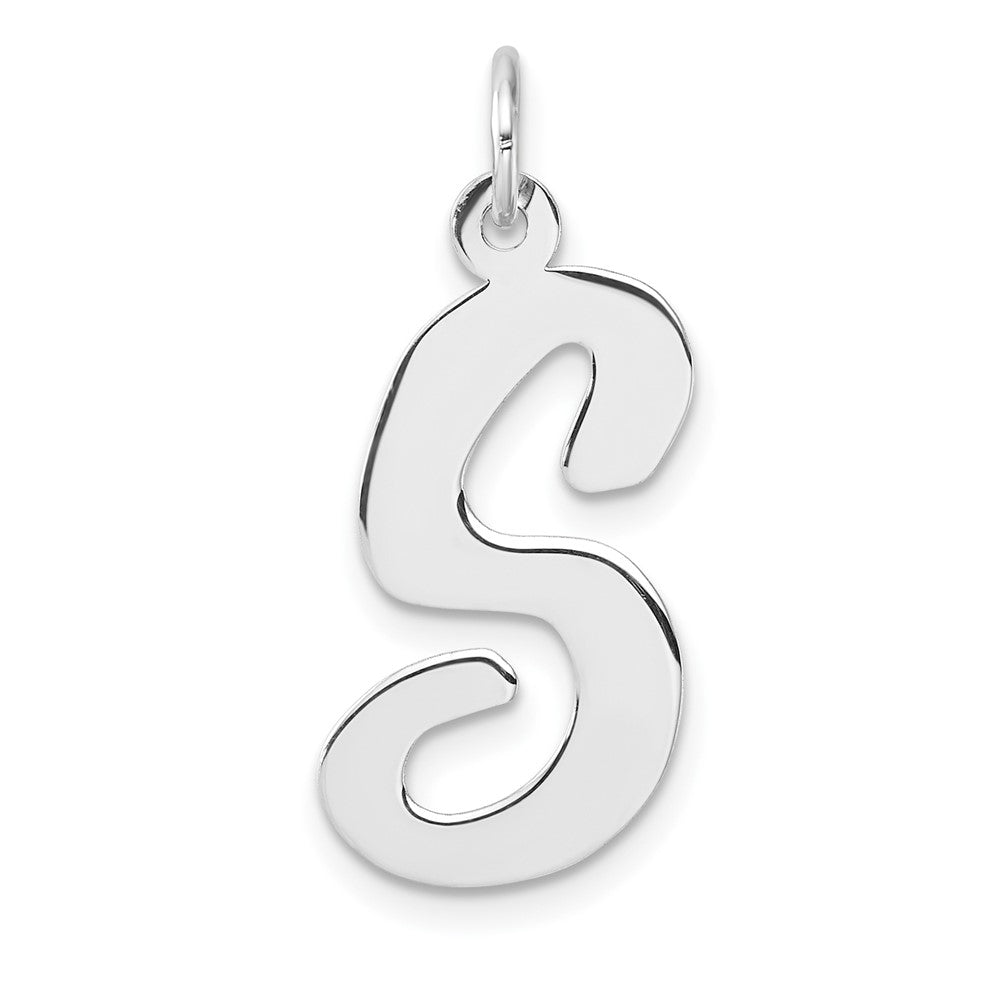 Groß Sterlingsilber Rhodiniert Schreibschrift Buchstabe S Initiale Charm