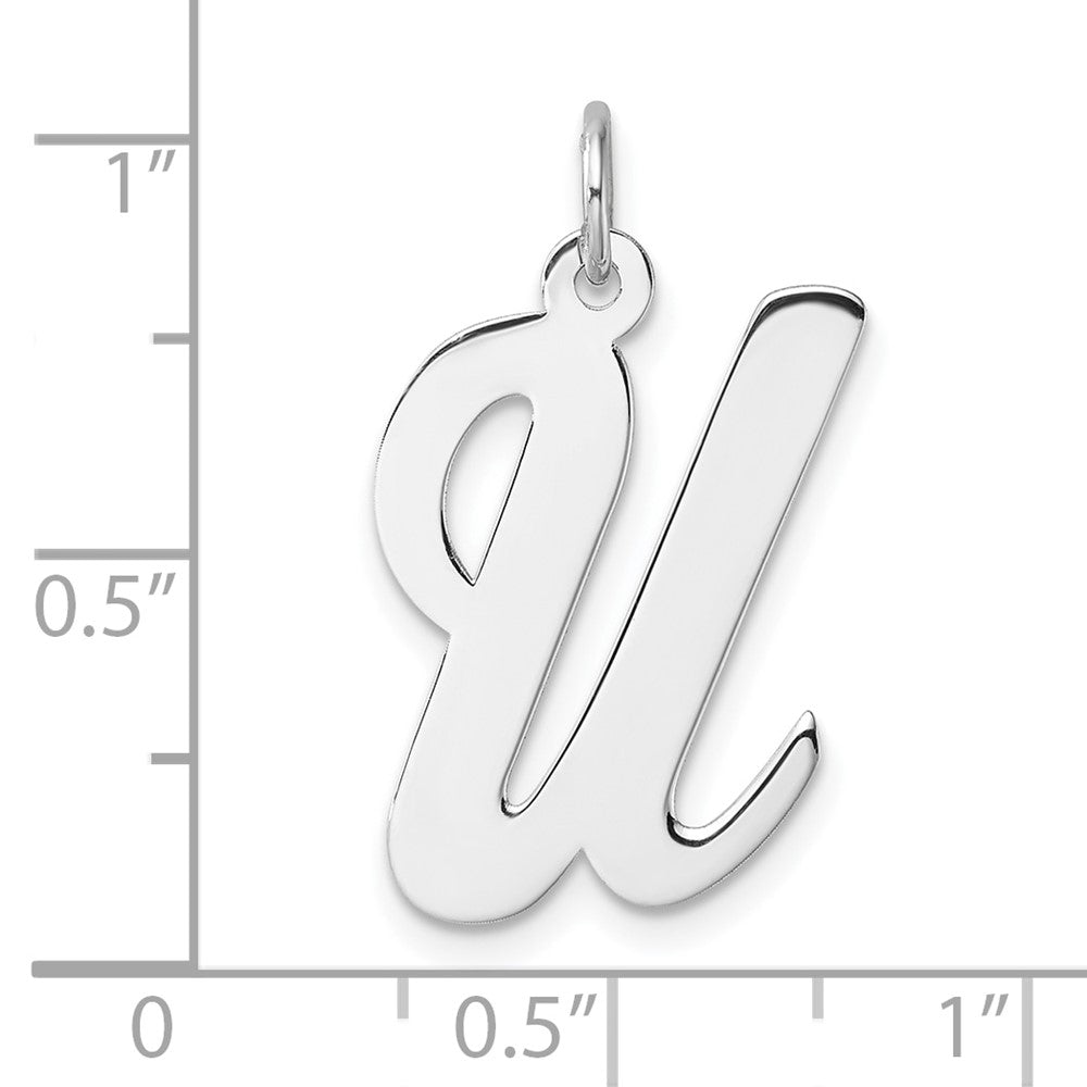 Groß Sterlingsilber Rhodiniert Schreibschrift Buchstabe U Initiale Charm