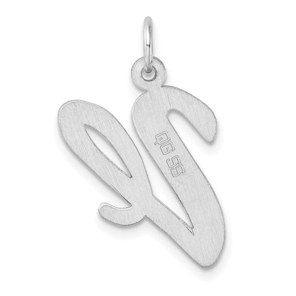 Groß Sterlingsilber Rhodiniert Schreibschrift Buchstabe V Initiale Charm