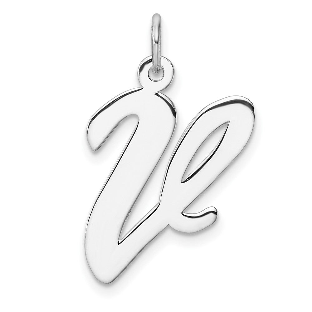 Groß Sterlingsilber Rhodiniert Schreibschrift Buchstabe V Initiale Charm