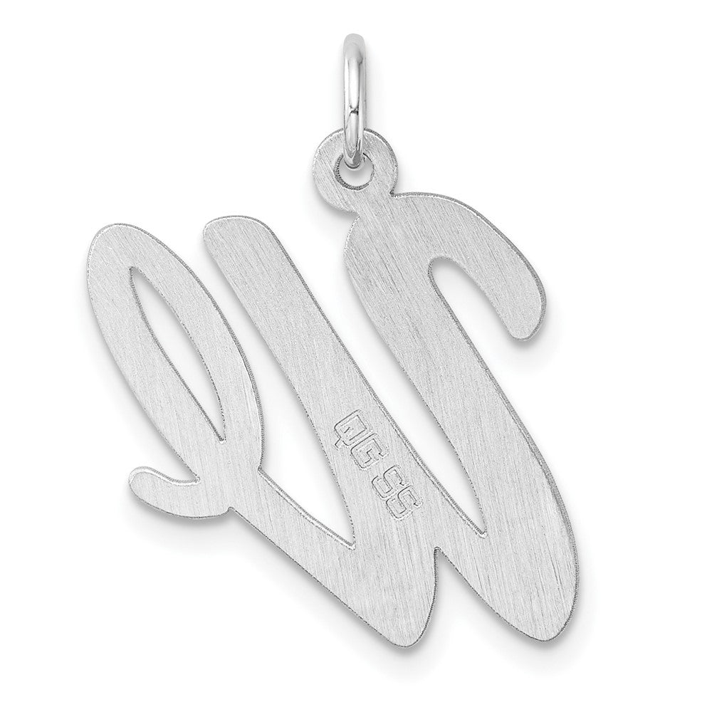 Groß Sterlingsilber Rhodiniert Schreibschrift Buchstabe W Initiale Charm