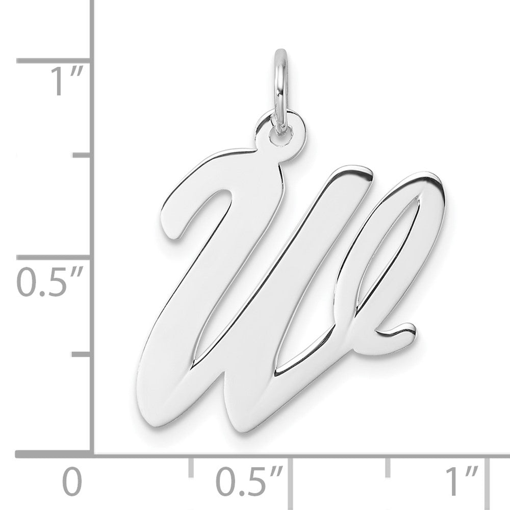 Groß Sterlingsilber Rhodiniert Schreibschrift Buchstabe W Initiale Charm