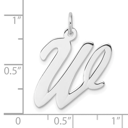 Groß Sterlingsilber Rhodiniert Schreibschrift Buchstabe W Initiale Charm