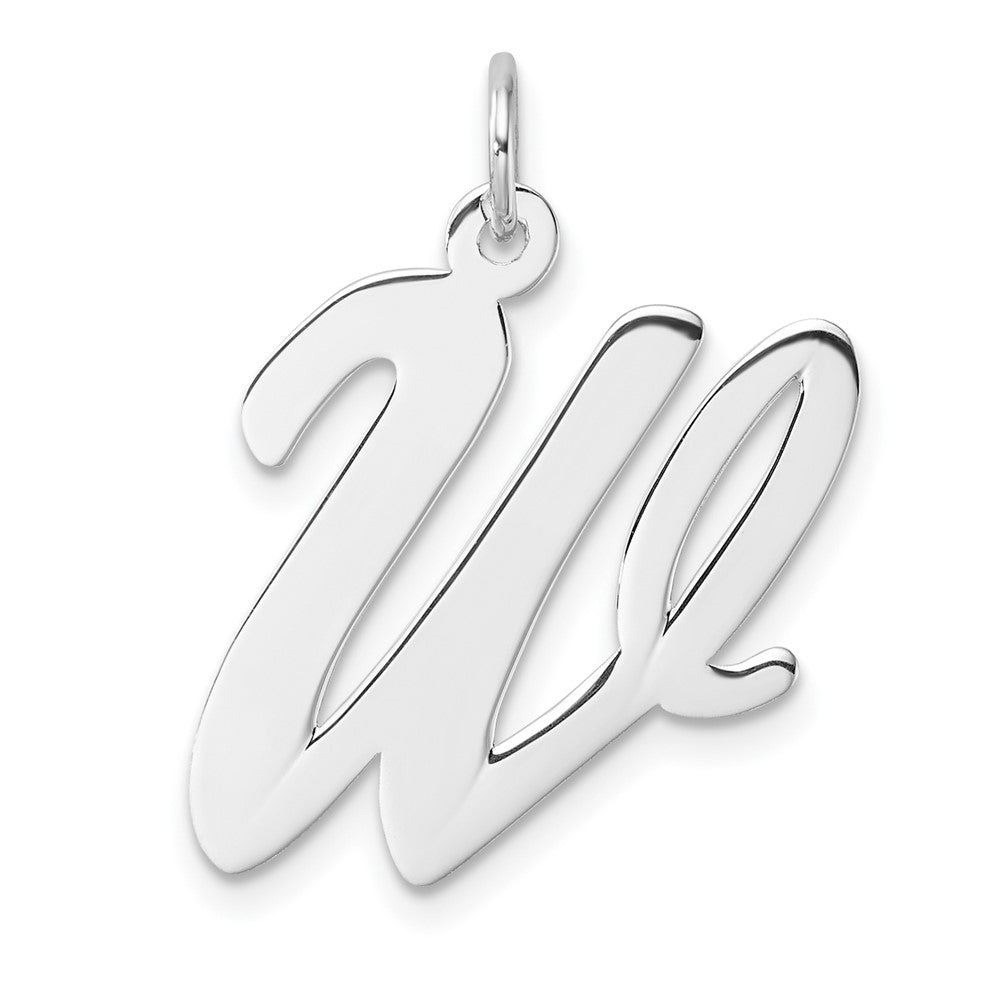 Groß Sterlingsilber Rhodiniert Schreibschrift Buchstabe W Initiale Charm