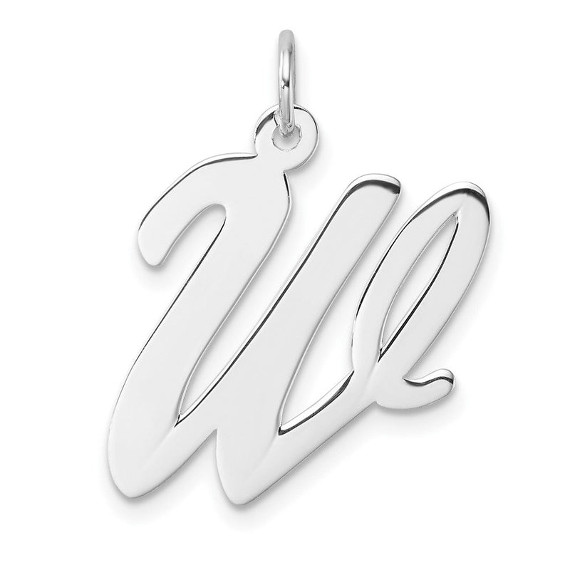 Groß Sterlingsilber Rhodiniert Schreibschrift Buchstabe W Initiale Charm