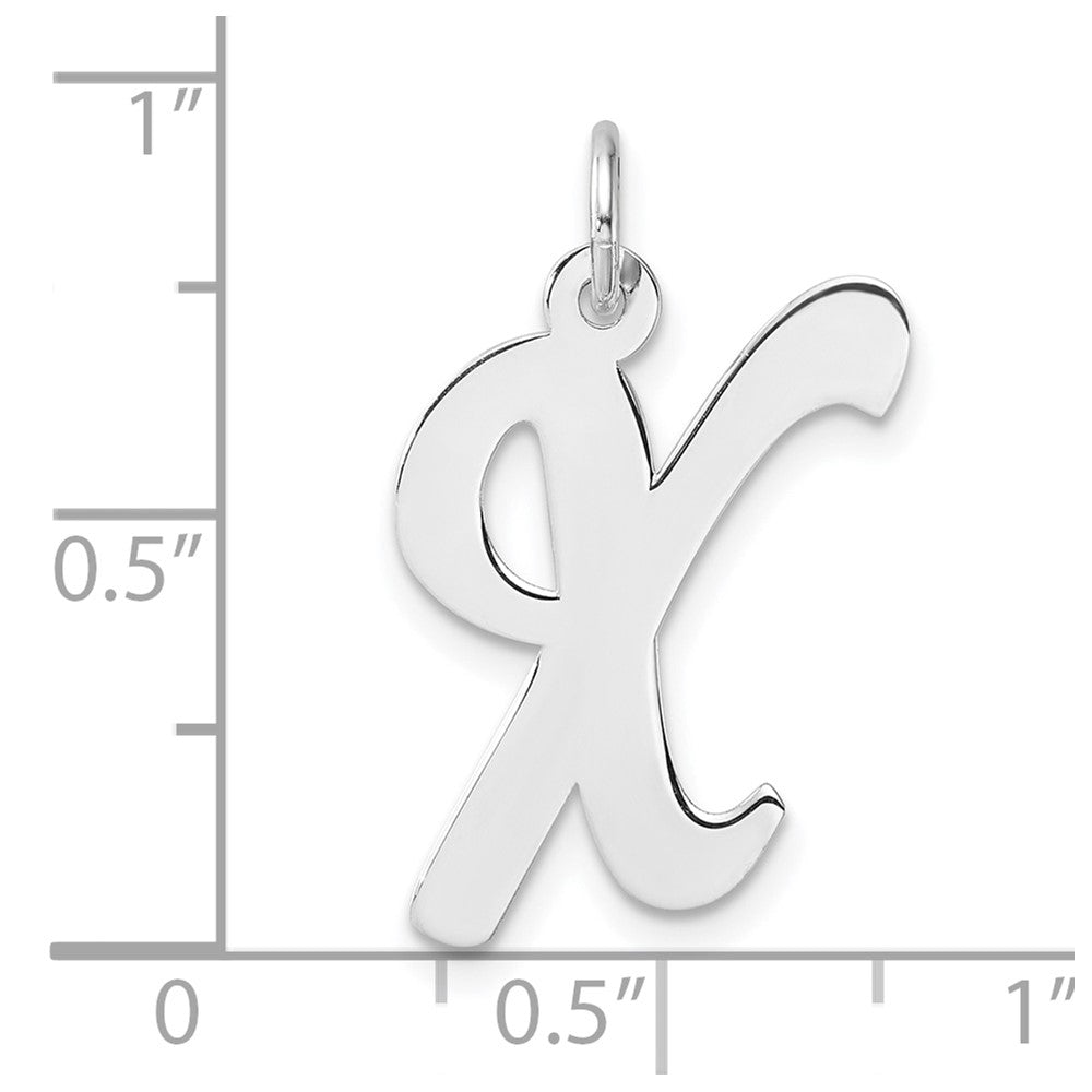 Groß Sterlingsilber Rhodiniert Schreibschrift Buchstabe X Initiale Charm