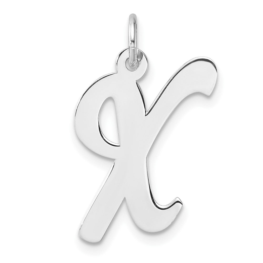 Groß Sterlingsilber Rhodiniert Schreibschrift Buchstabe X Initiale Charm