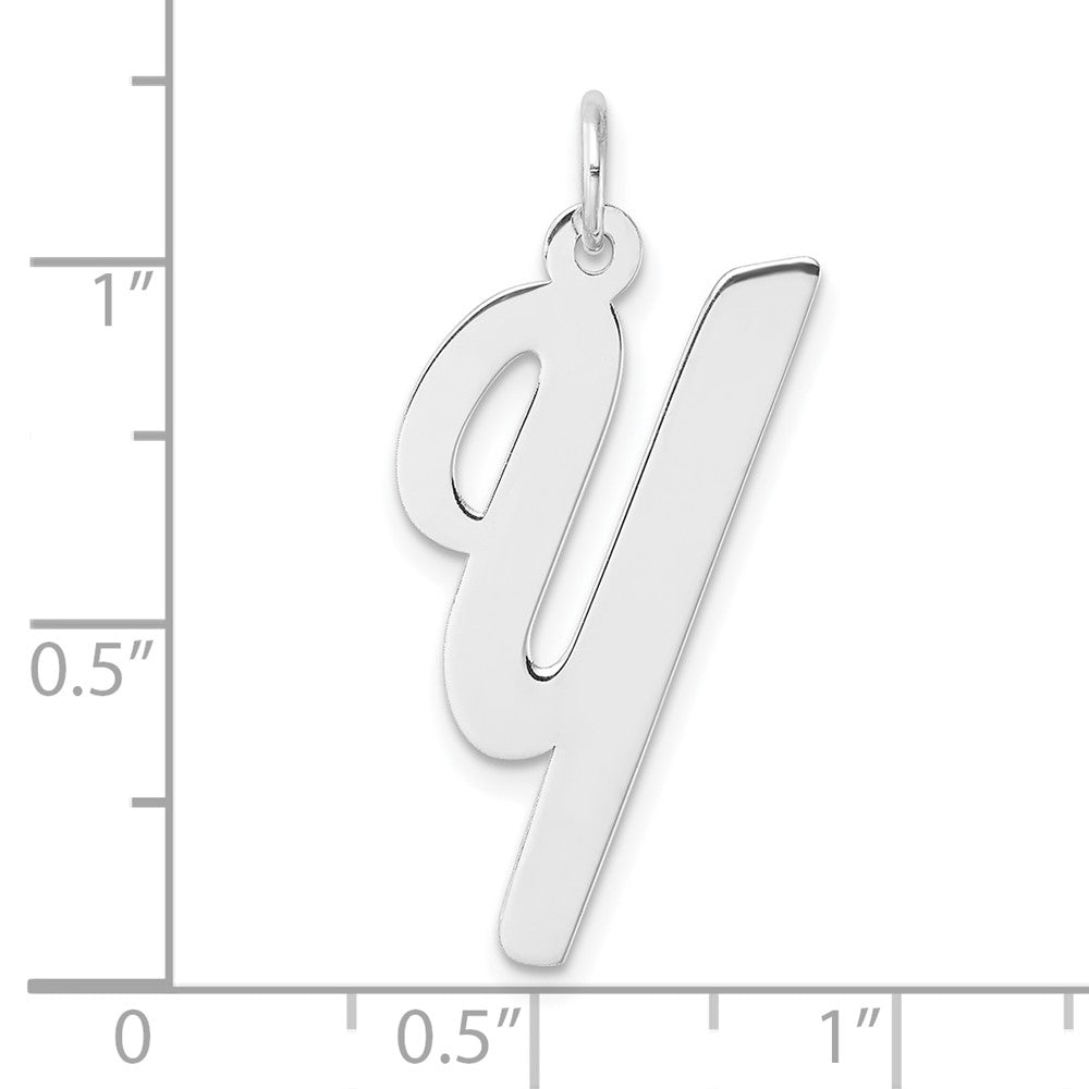 Groß Sterlingsilber Rhodiniert Schreibschrift Buchstabe Y Initiale Charm
