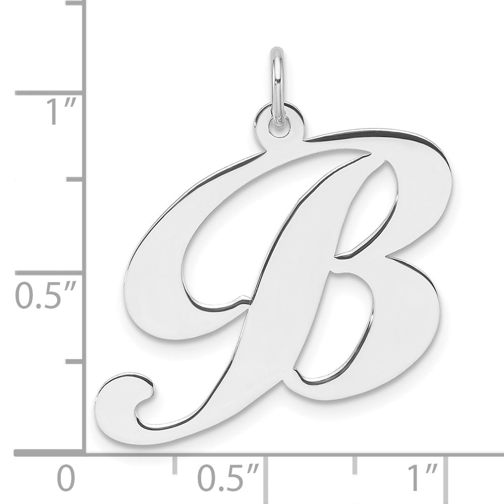 Groß Sterlingsilber Rhodiniert Fantasie Schreibschrift Buchstabe B Initiale Charm