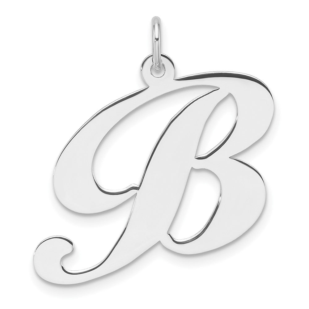 Groß Sterlingsilber Rhodiniert Fantasie Schreibschrift Buchstabe B Initiale Charm