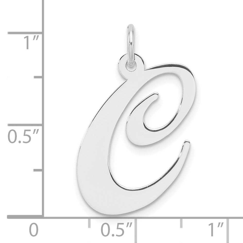 Groß Sterlingsilber Rhodiniert Fantasie Schreibschrift Buchstabe C Initiale Charm