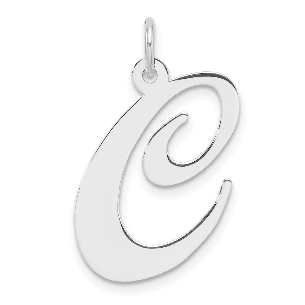Groß Sterlingsilber Rhodiniert Fantasie Schreibschrift Buchstabe C Initiale Charm