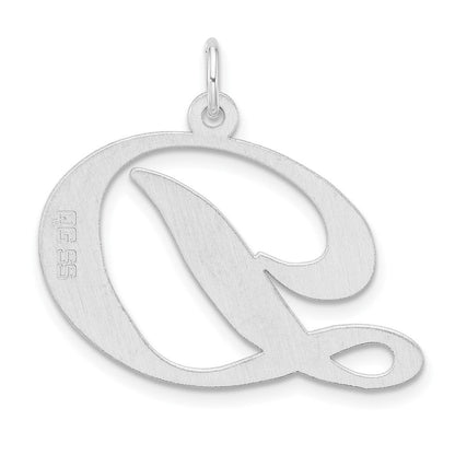 Groß Sterlingsilber Rhodiniert Fantasie Schreibschrift Buchstabe D Initiale Charm