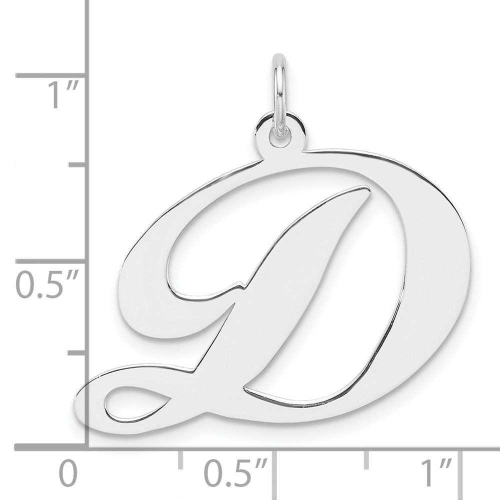 Groß Sterlingsilber Rhodiniert Fantasie Schreibschrift Buchstabe D Initiale Charm
