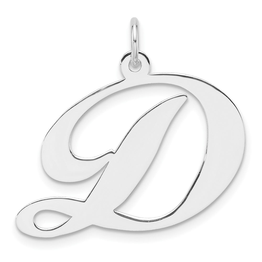 Groß Sterlingsilber Rhodiniert Fantasie Schreibschrift Buchstabe D Initiale Charm