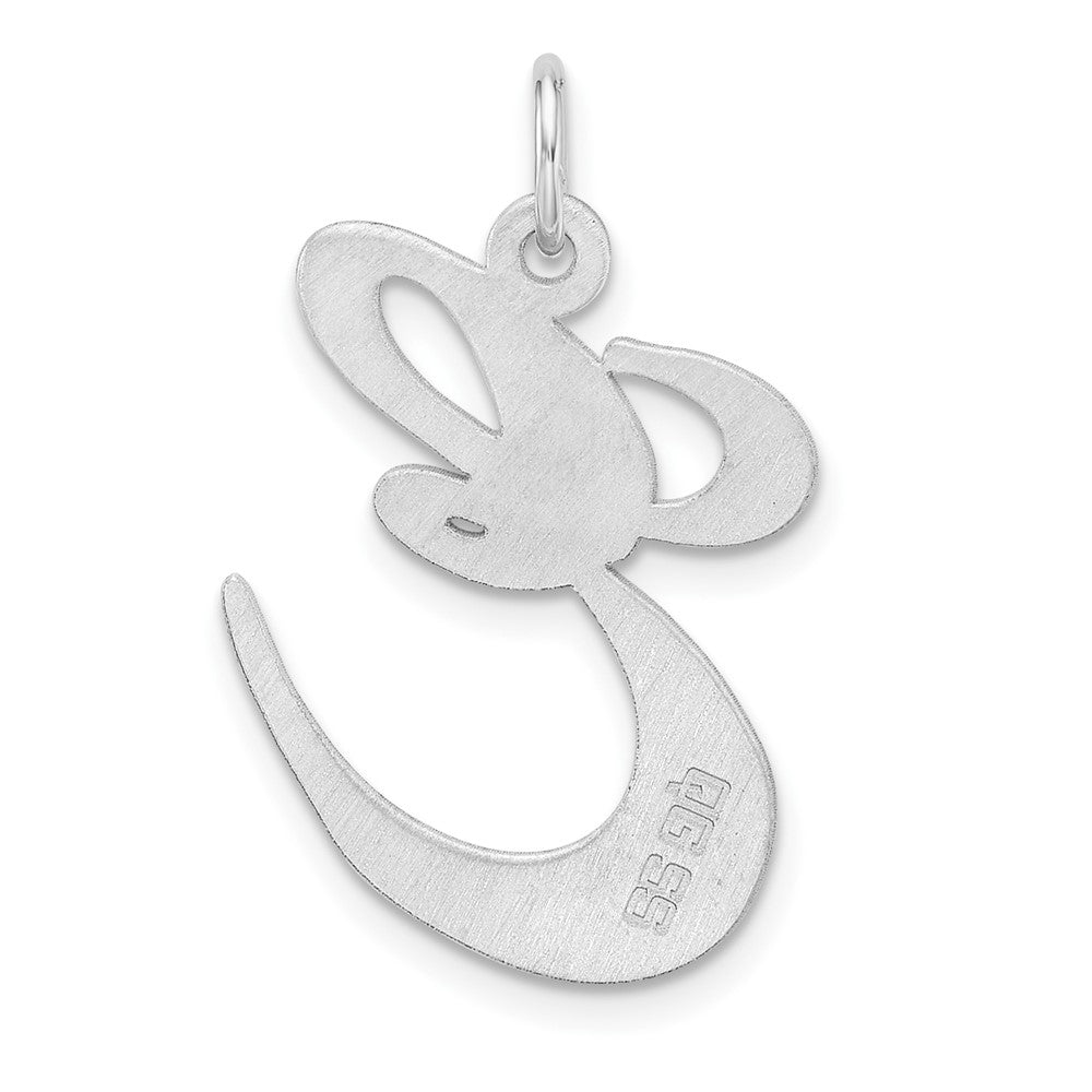 Groß Sterlingsilber Rhodiniert Fantasie Schreibschrift Buchstabe E Initiale Charm