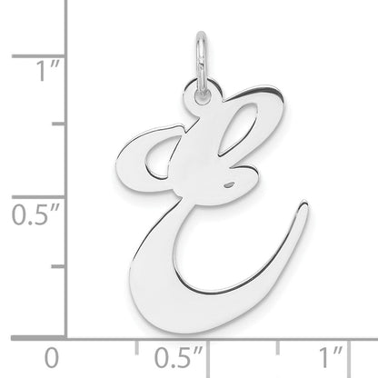 Groß Sterlingsilber Rhodiniert Fantasie Schreibschrift Buchstabe E Initiale Charm