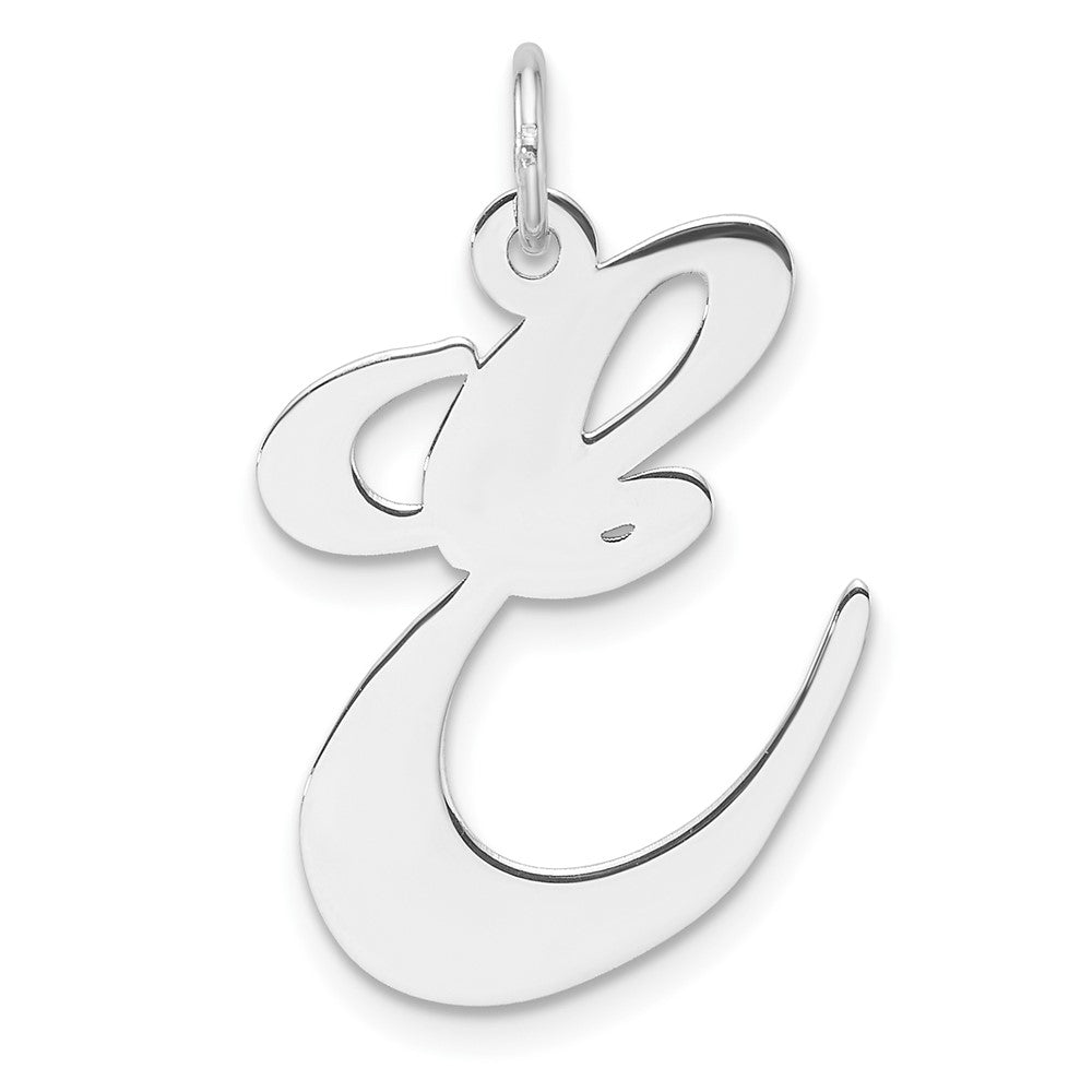 Groß Sterlingsilber Rhodiniert Fantasie Schreibschrift Buchstabe E Initiale Charm
