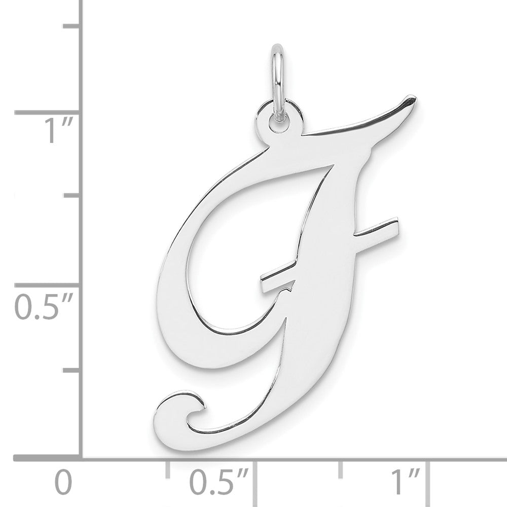 Groß Sterlingsilber Rhodiniert Fantasie Schreibschrift Buchstabe F Initiale Charm