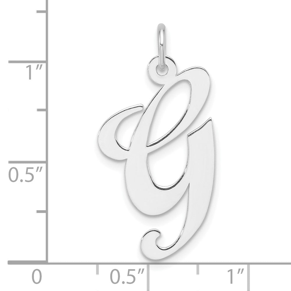 Groß Sterlingsilber Rhodiniert Fantasie Schreibschrift Buchstabe G Initiale Charm
