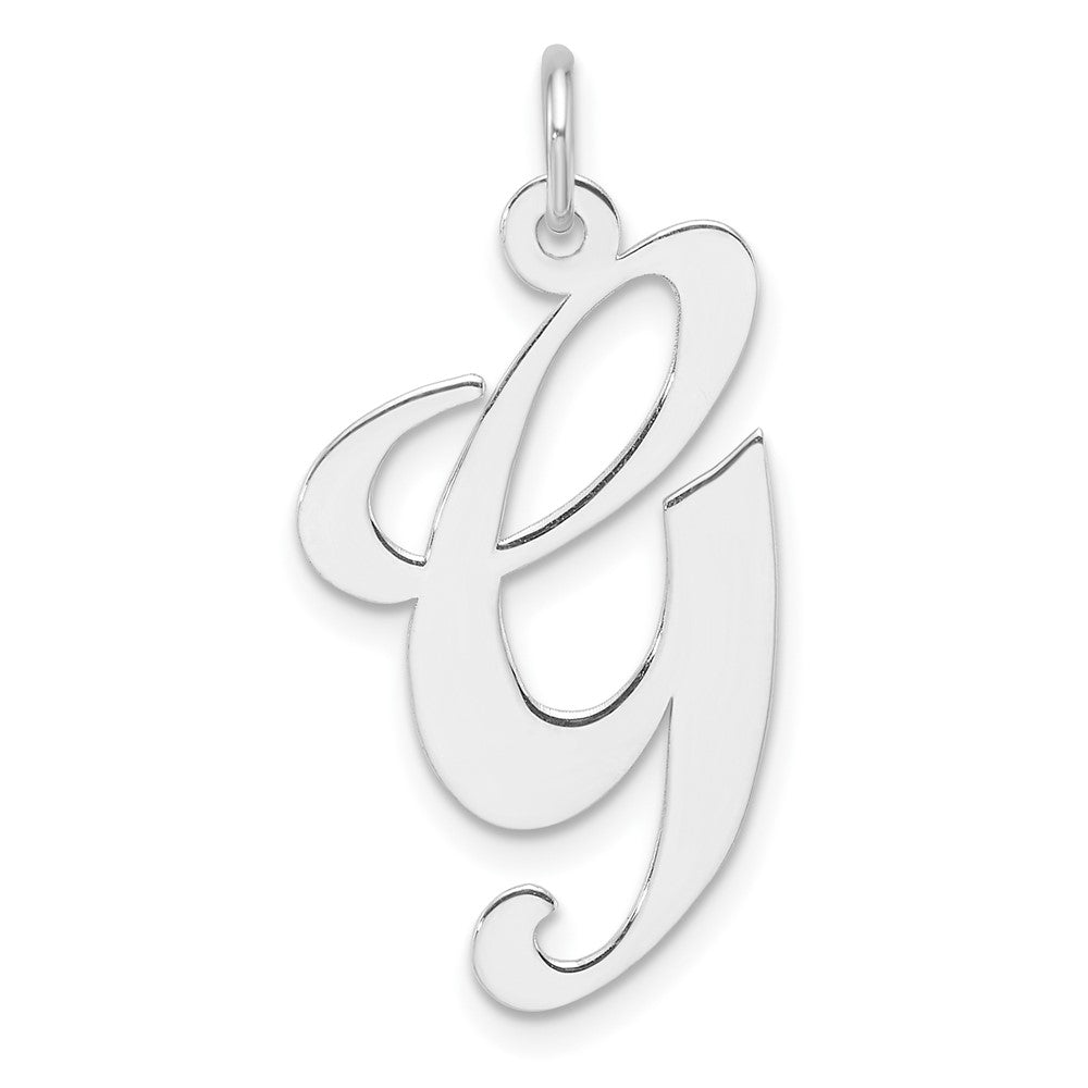 Groß Sterlingsilber Rhodiniert Fantasie Schreibschrift Buchstabe G Initiale Charm