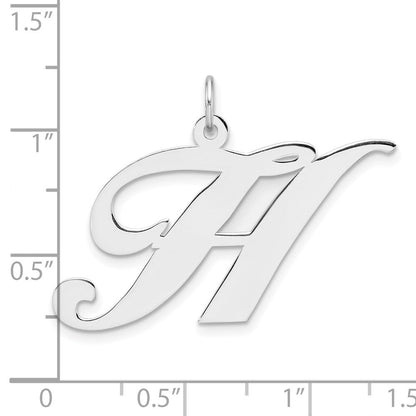 Groß Sterlingsilber Rhodiniert Fantasie Schreibschrift Buchstabe H Initiale Charm