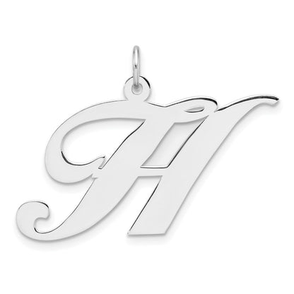 Groß Sterlingsilber Rhodiniert Fantasie Schreibschrift Buchstabe H Initiale Charm