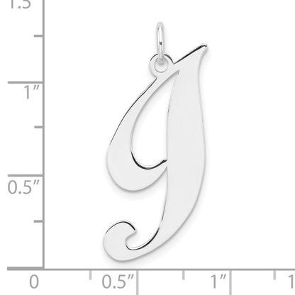 Groß Sterlingsilber Rhodiniert Fantasie Schreibschrift Buchstabe I Initiale Charm