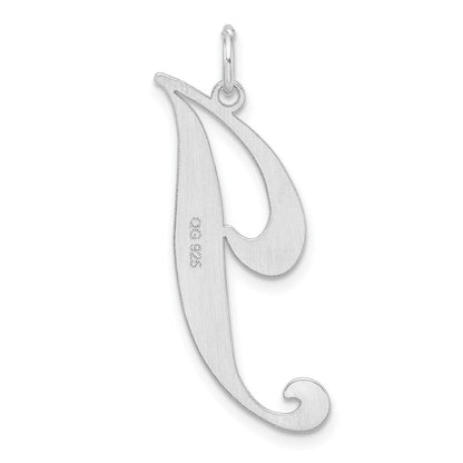 Groß Sterlingsilber Rhodiniert Fantasie Schreibschrift Buchstabe J Initiale Charm