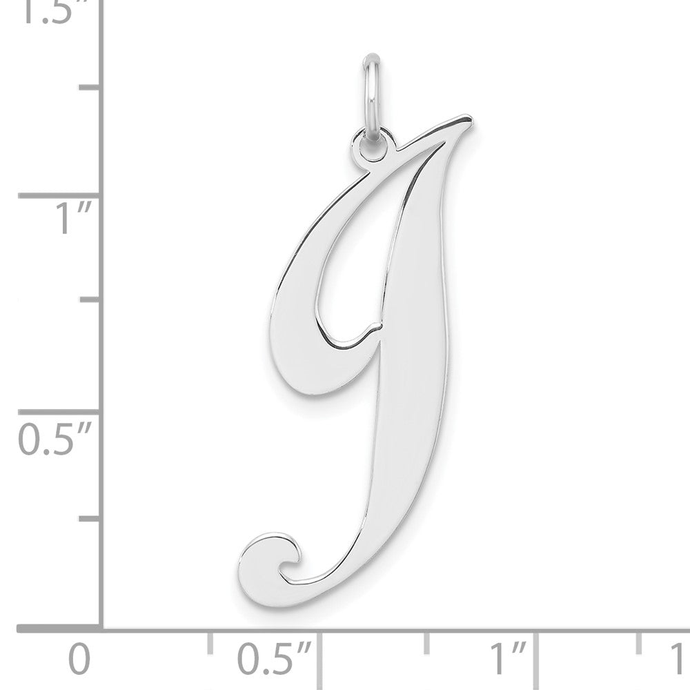Groß Sterlingsilber Rhodiniert Fantasie Schreibschrift Buchstabe J Initiale Charm