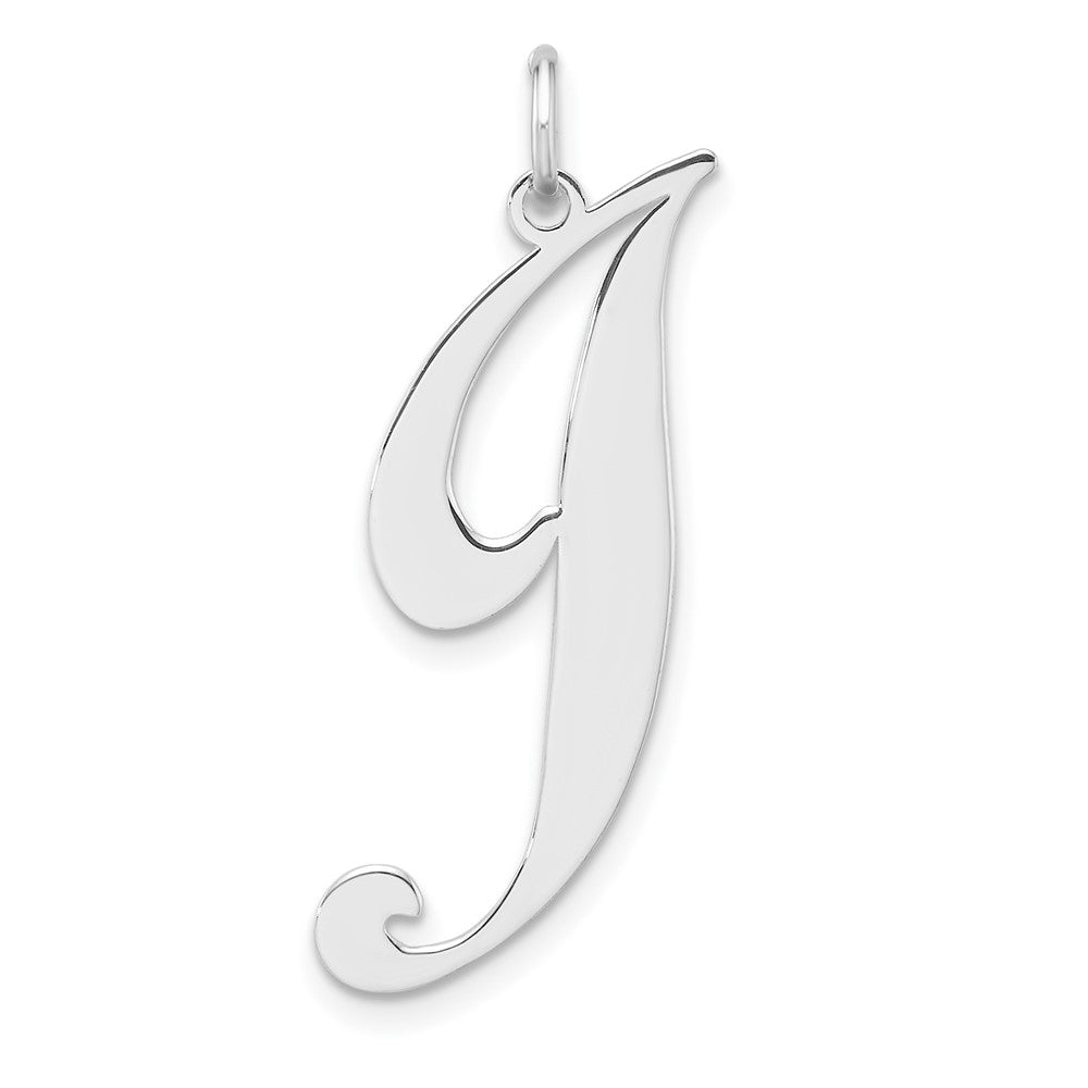 Groß Sterlingsilber Rhodiniert Fantasie Schreibschrift Buchstabe J Initiale Charm
