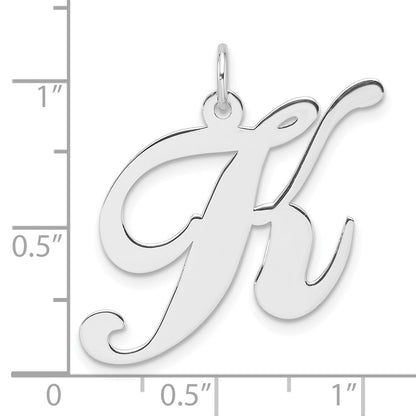 Groß Sterlingsilber Rhodiniert Fantasie Schreibschrift Buchstabe K Initiale Charm