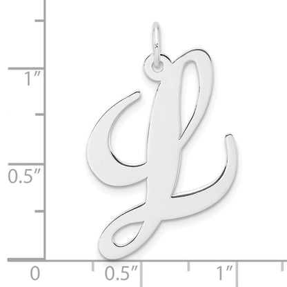 Groß Sterlingsilber Rhodiniert Fantasie Schreibschrift Buchstabe L Initiale Charm
