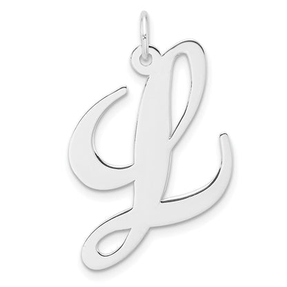 Groß Sterlingsilber Rhodiniert Fantasie Schreibschrift Buchstabe L Initiale Charm