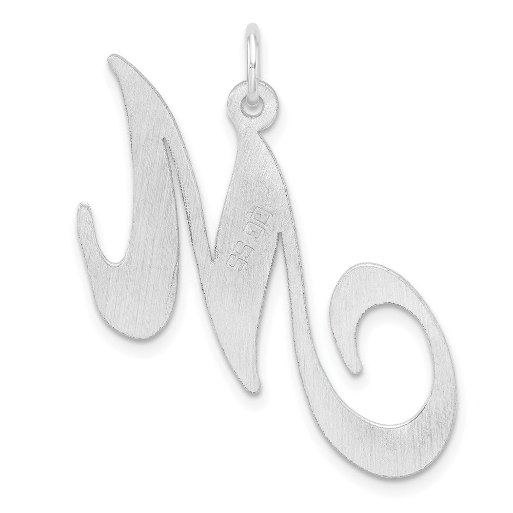 Groß Sterlingsilber Rhodiniert Fantasie Schreibschrift Buchstabe M Initiale Charm