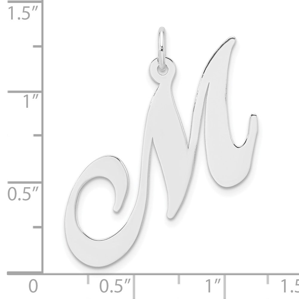 Groß Sterlingsilber Rhodiniert Fantasie Schreibschrift Buchstabe M Initiale Charm