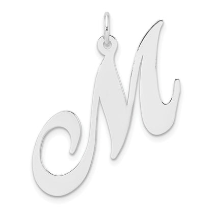 Groß Sterlingsilber Rhodiniert Fantasie Schreibschrift Buchstabe M Initiale Charm