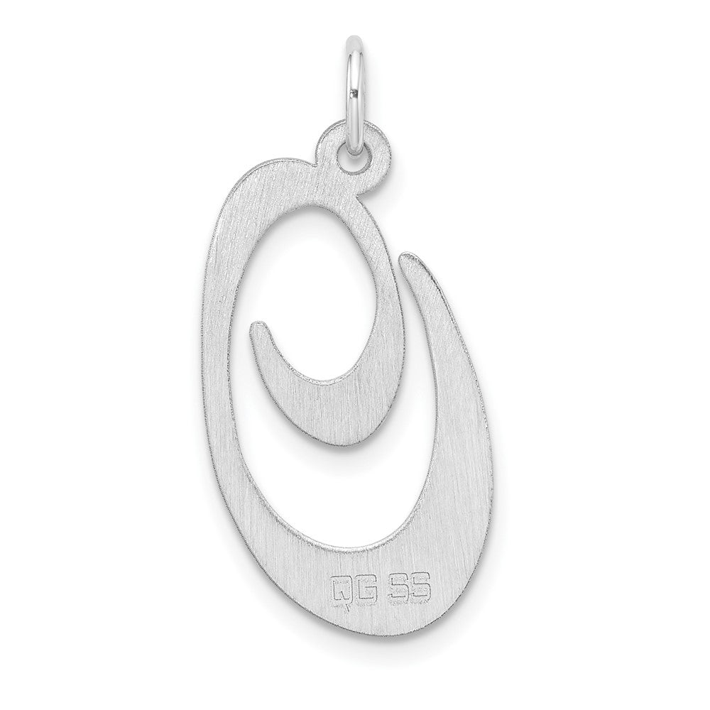 Groß Sterlingsilber Rhodiniert Fantasie Schreibschrift Buchstabe O Initiale Charm