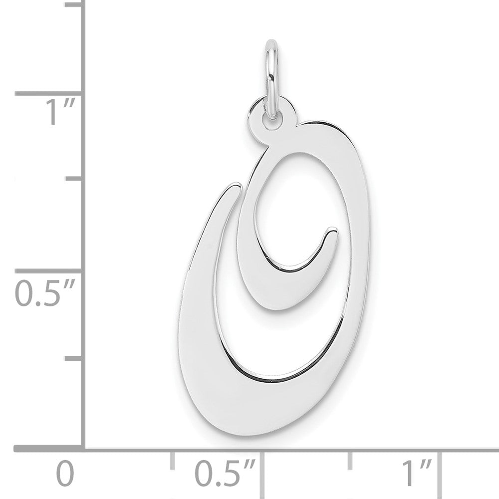 Groß Sterlingsilber Rhodiniert Fantasie Schreibschrift Buchstabe O Initiale Charm