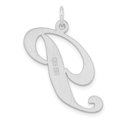 Groß Sterlingsilber Rhodiniert Fantasie Schreibschrift Buchstabe P Initiale Charm