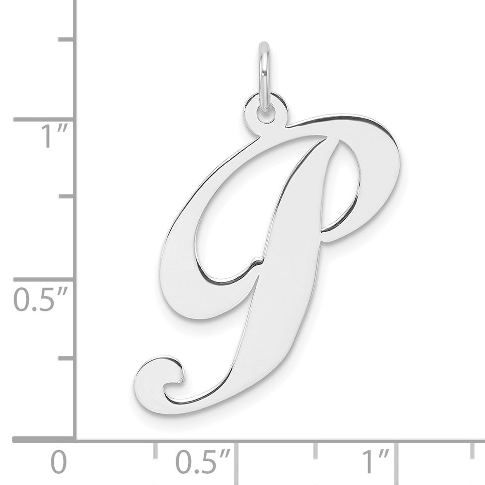 Groß Sterlingsilber Rhodiniert Fantasie Schreibschrift Buchstabe P Initiale Charm