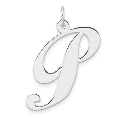 Groß Sterlingsilber Rhodiniert Fantasie Schreibschrift Buchstabe P Initiale Charm
