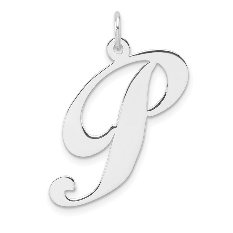 Groß Sterlingsilber Rhodiniert Fantasie Schreibschrift Buchstabe P Initiale Charm