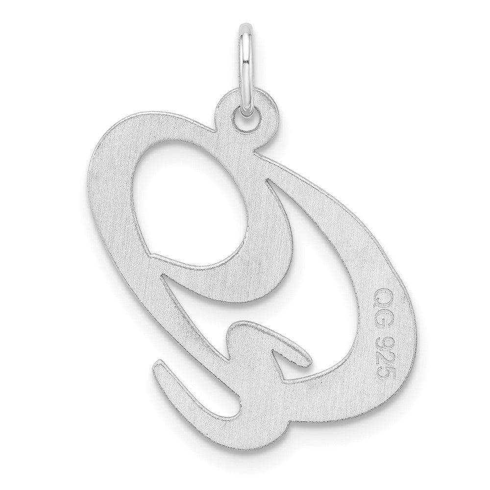 Groß Sterlingsilber Rhodiniert Fantasie Schreibschrift Buchstabe Q Initiale Charm
