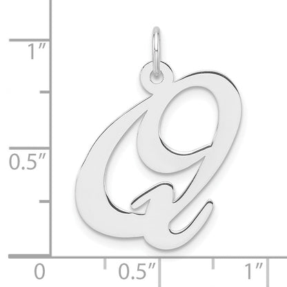 Groß Sterlingsilber Rhodiniert Fantasie Schreibschrift Buchstabe Q Initiale Charm