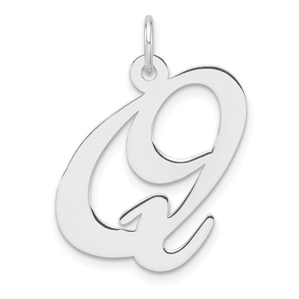 Groß Sterlingsilber Rhodiniert Fantasie Schreibschrift Buchstabe Q Initiale Charm