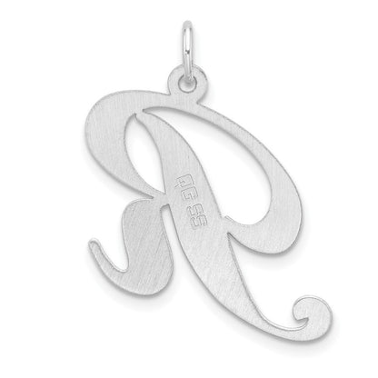 Groß Sterlingsilber Rhodiniert Fantasie Schreibschrift Buchstabe R Initiale Charm