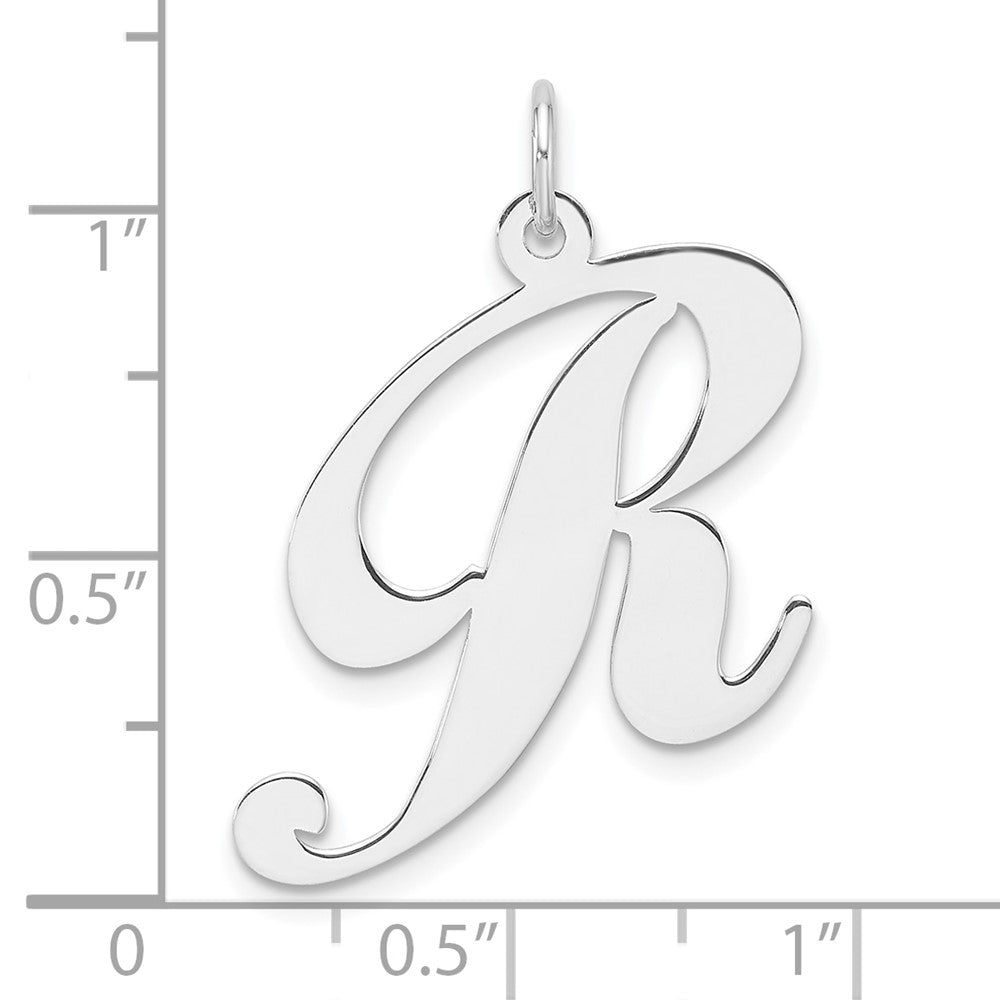 Groß Sterlingsilber Rhodiniert Fantasie Schreibschrift Buchstabe R Initiale Charm