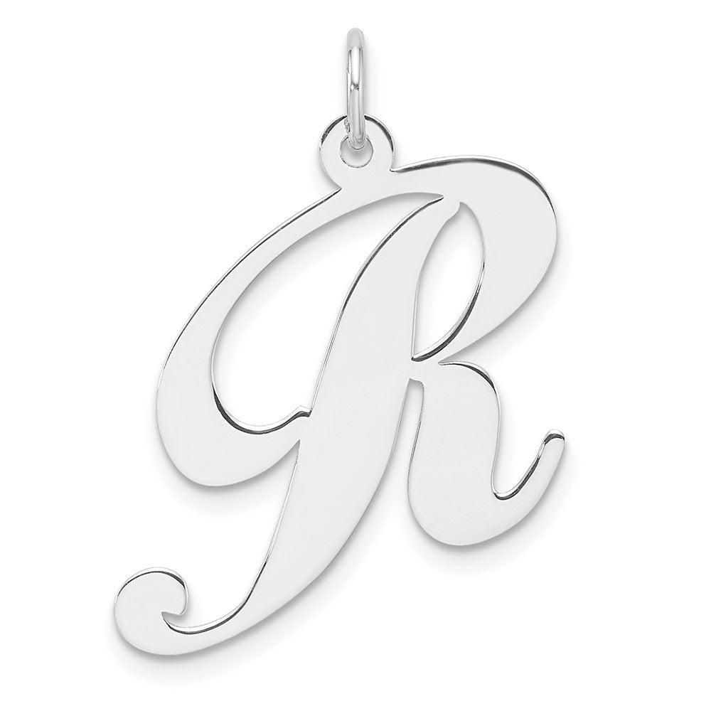Groß Sterlingsilber Rhodiniert Fantasie Schreibschrift Buchstabe R Initiale Charm