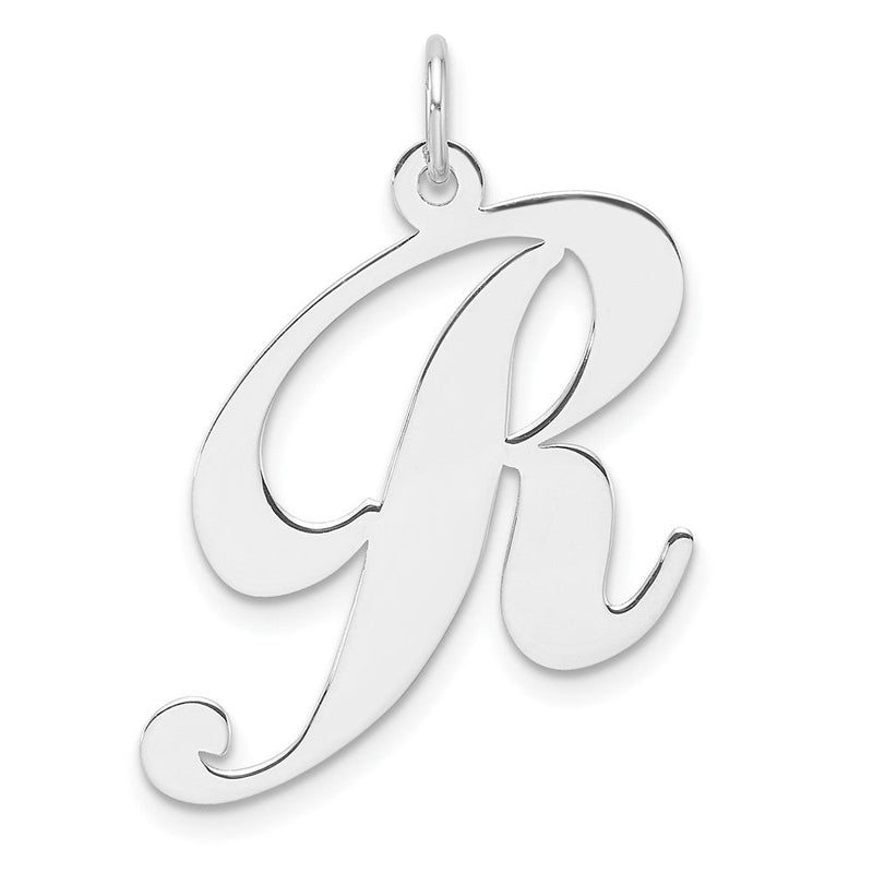 Groß Sterlingsilber Rhodiniert Fantasie Schreibschrift Buchstabe R Initiale Charm